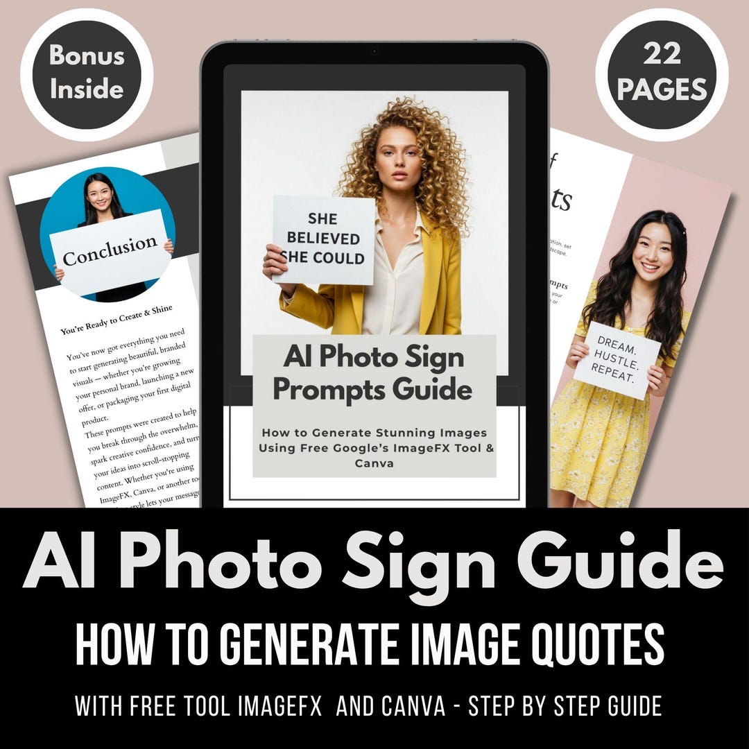 AI Photo Signs Prompt Guide: Canva Quotes & Imagefx Tool (PDF) - Etsy