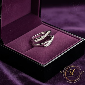 1.20 Carat Moissanite Ring Enhancer Wrap Guard Band 14K White Gold Plated, Diamond Anniversary/Wedding Gift, Enhancer Guard Band For Women