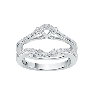 Round Cut Cubic zirconia 14K White Gold Plated Enhancer Diamond Ring,Engagement Wedding Ring Guard Enhancer Wrap Guard Ring Gift For Her