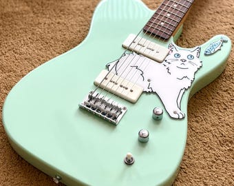 Cabronita Telecaster Cat Pickguard, "Telecatster" | Fun Animal Design for Squier Paranormal Baritone Cabronita Telecaster