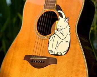 Acoustic Guitar Cat Pickguard | Fun Animal Design for Acoustic Guitars