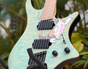 Strandberg Boden 6 and 7 String Guitar (Half Pickguard Size) | "Strandpurrg" | Fun Animal Design