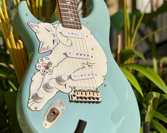 Cat guitar pickguard for PRS Silver Sky SE | "Stratocatster" | Fun guitar gift