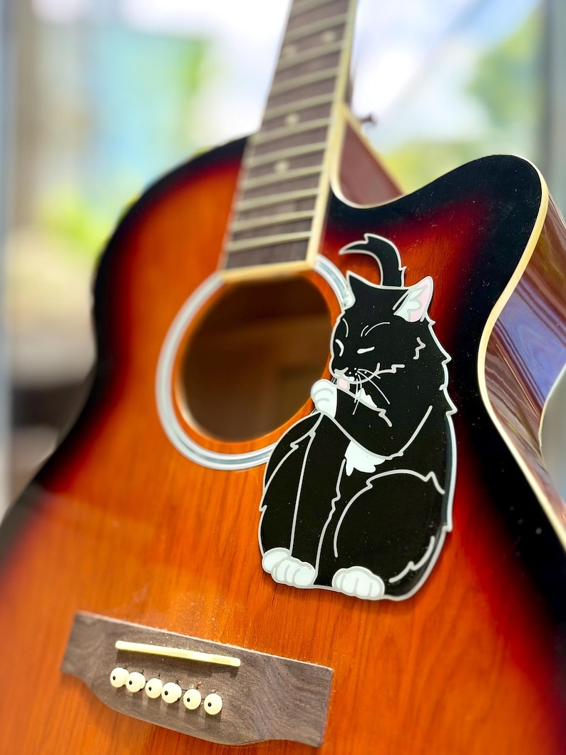 Acoustic Guitar Cat Pickguard | Fun Animal Design for Acoustic Guitars ...