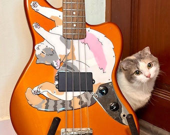 Jaguar Cat Pickguard - Custom 3D Printed Pickguard for Squier Affinity Jaguar Bass