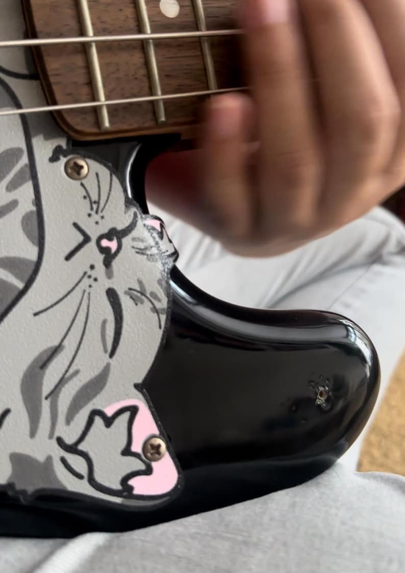 50's Precision P Bass Cat Pickguard, Purr-cision Bass Pickguard for ...