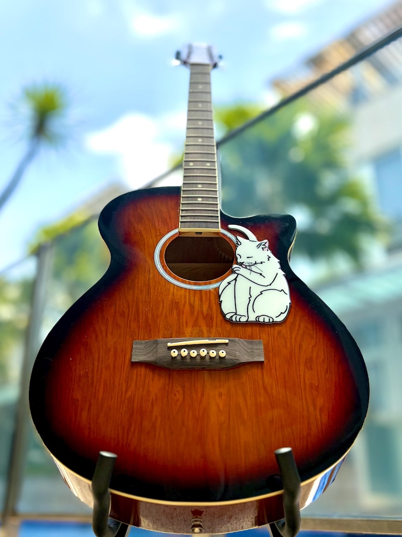 Acoustic Guitar Cat Pickguard | Fun Animal Design for Acoustic Guitars ...