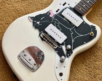 Jazzmaster Cat Pickguard "Jazzmeowster" - Custom 3D Printed Pickguard for Squier Classic Vibe Jazzmaster Guitar