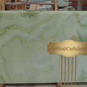 Rectangular Green Onyx Slab | Natural Stone Surface | Custom Gemstone Table Top | (Customisable)