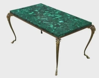 Handcrafted Malachite Table Top | Elegant Gemstone Accent