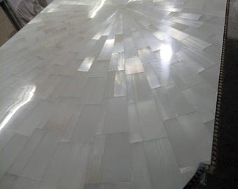 Selenite Crystal Table Top | Sunburst Mosaic, Customizable