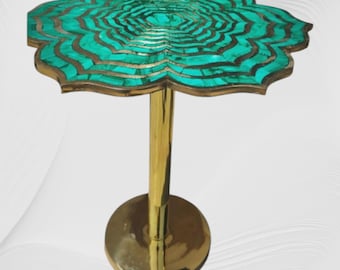 Flower Shape Malachite Table Top | Gemstone Table (Customizable)