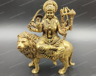 Handmade Brass Durga Maa Statue | Hindu Goddess Idol, 5 Inch
