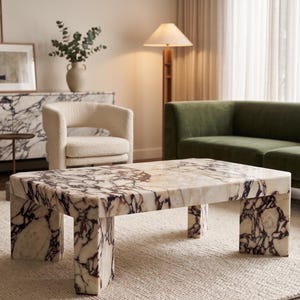 Rectangular Calacatta Table Top | Luxury Marble Coffee Top | Handmade Italian Statement Decor | (Customisable)