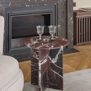 Rosso Levanto Marble Round Table Top | Italian Statement Decor (Customisable)