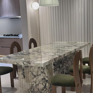 Handmade Rectangular Calacatta Table Top | Luxury Marble Dining Top | Italian Statement Decor | (Customisable)