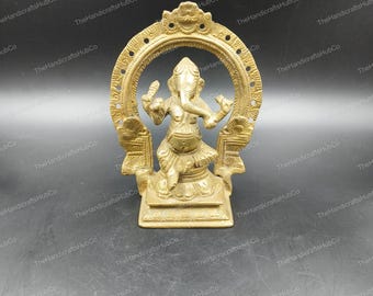 Brass Dancing Ganesha Statue | Handmade Hindu Decor, Pooja Altar Gift