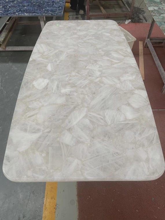 Rectangular White Agate Table Top | Customizable