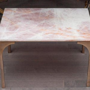 Luxury Rectangular Rose Quartz Stone Table Top | Custom Gemstone Coffee Table Top | Quartz Centerpiece for Home Décor (Customizable)