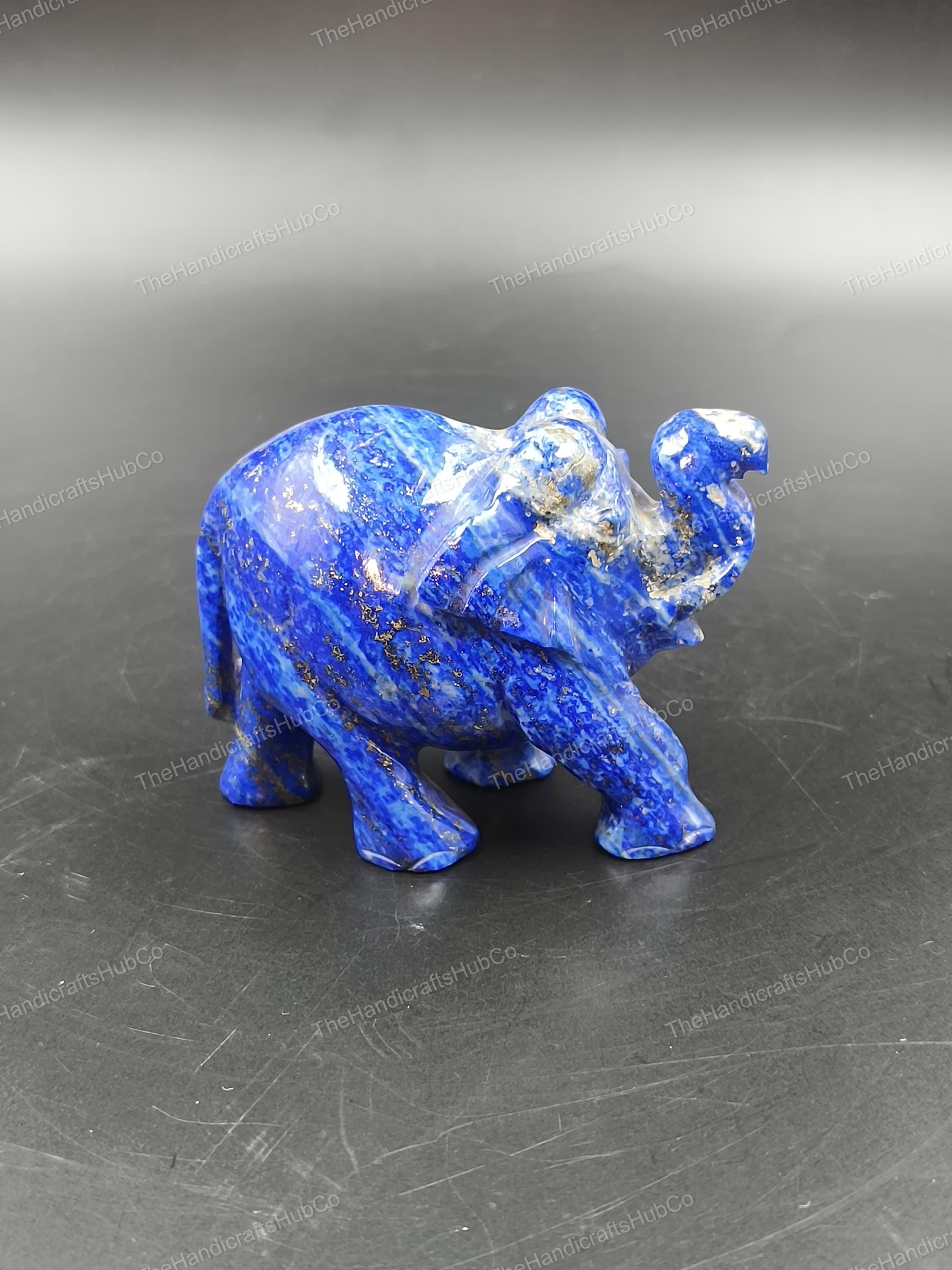 ラピスラズリ 象 ラピスラズリ象の置物 | 2インチの青い宝石 | 手彫り | 幸運 | 知恵