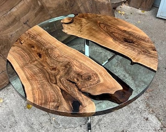 Acacia Wood Epoxy Round Table Top | Custom Modern Design