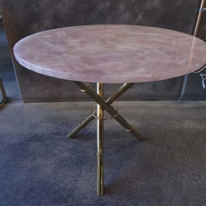 Rose Quartz Round  Luxury Handcrafted Table Top | Dining Table Top | Coffee Table Top | (Customizable)