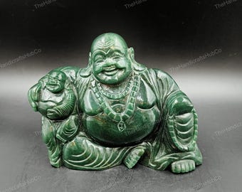 布袋様（笑う仏）像、アラバスター製、高さ23cm、黒金製 - Etsy 日本