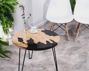 Acacia Wood Epoxy Round Table Top | Modern Accent Piece (Customisable)