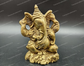 Messing Lord Ganesha Idol | 5 inch Ganpati-standbeeld, hindoegod