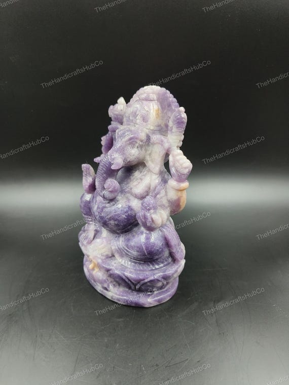 アメジスト彫刻 ガネーシャ像 アメジスト ガネーシャ 彫刻品 置物[T42-478]
