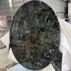 Spectacular Oval Labradorite Table Top | Luxury Custom Iridescent Gemstone Dining Table Top | Remarkable Bespoke Centerpiece| (Customizable)