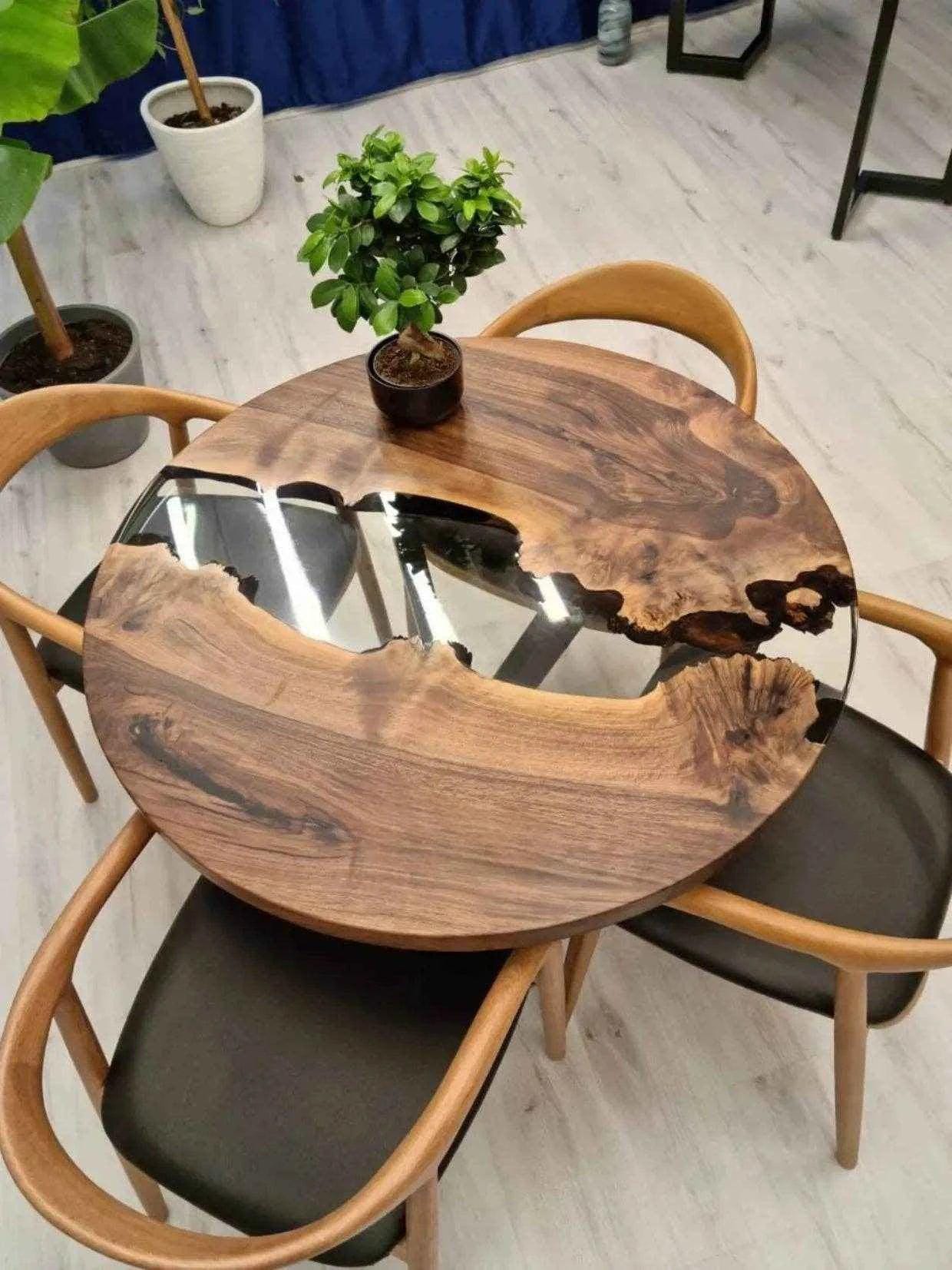 ハンドメイドの木材と樹脂を使用したコーヒーテーブル | モダンリバー