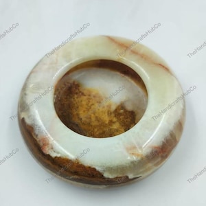 Handcrafted Round Onyx Ashtray | Marble Stone Ashtray | Luxury Home Decor | Office Desk Accessory | Unique Gift Idea | 3.5-Inch