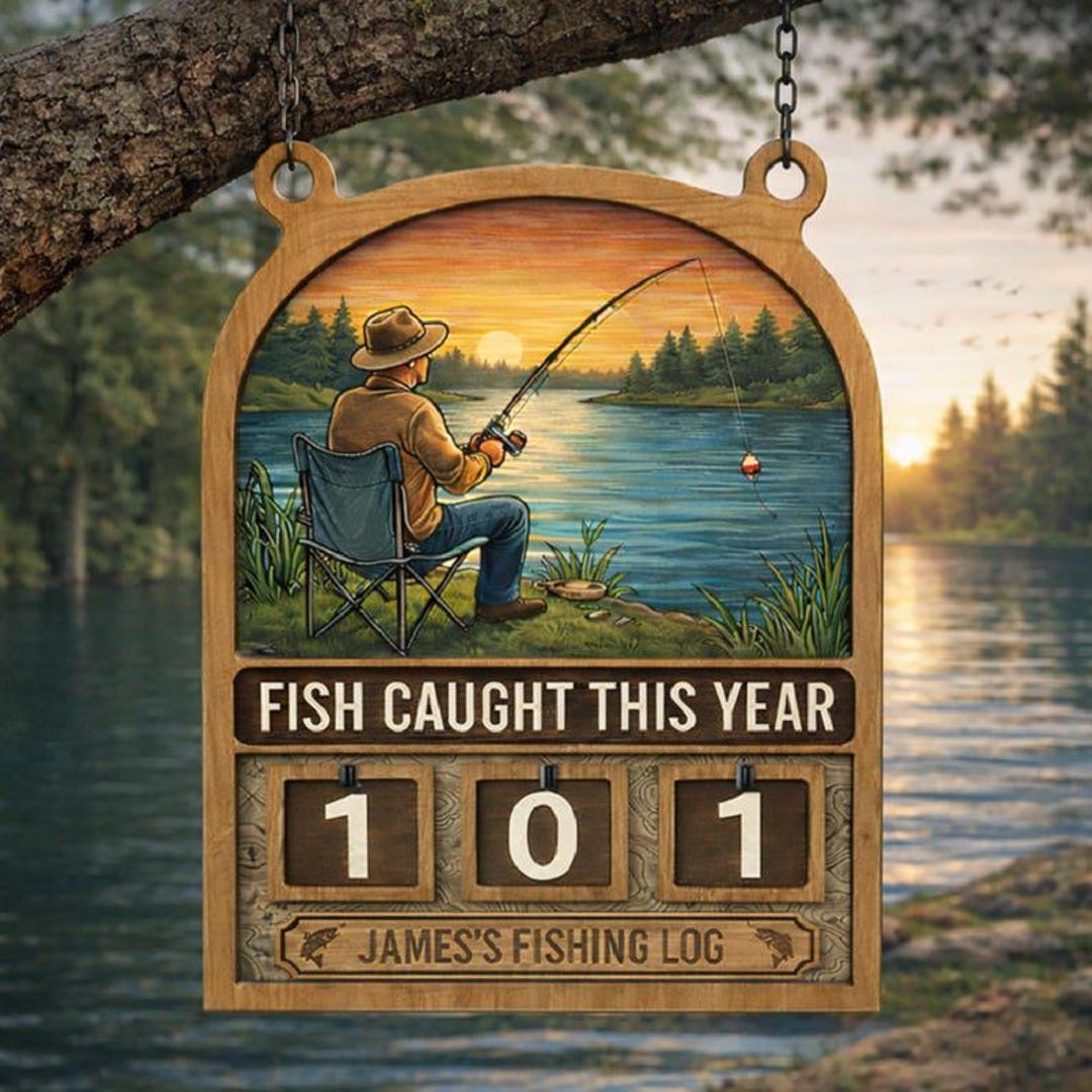 Fish Log Timer Inn Personalized Fish Caught This Year Tracker, Wooden Fishing Tracker Sign ...