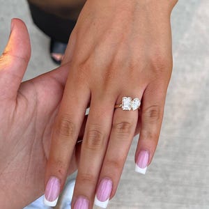 Toi Et Moi Moissanite Ring: Pear & Radiant Cut, Yellow Gold Engagement