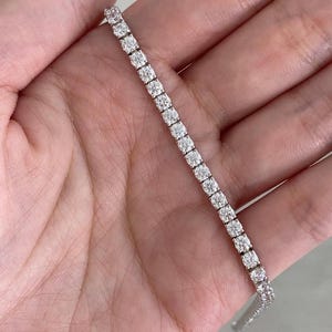 Moissanit Tennis Armband: 925 Sterling Silber, 3 MM Rundschliff