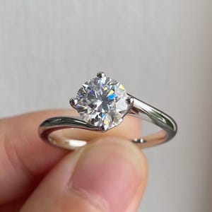 Moissanite Sterling Silver Engagement Ring: Hidden Heart Cathedral Solitaire