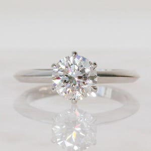 Moissanite Engagement Ring: 14K White Gold Solitaire, Round Cut