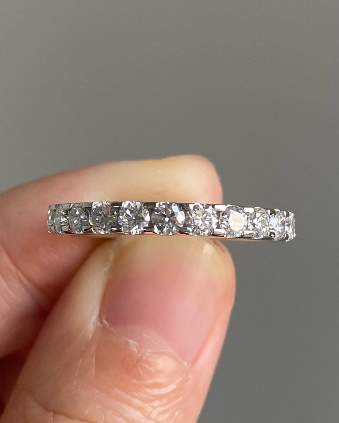 Moissanite Half Eternity Wedding Band: 14K White Gold Promise Ring - Etsy