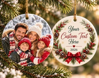 Custom Photo Ornament Double Sided, Personalized Christmas Gift with Picture