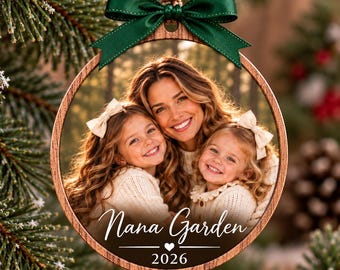 Personalized Nana Christmas Ornament, Custom Grandma Photo Ornament, Wooden Family Keepsake, Christmas Gift for Grandma 2026