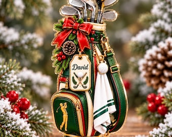 Personalized Golf Bag Ornament, Custom Golfer Christmas Gift, Double Sided 3mm Acrylic Golf Club Decoration, Unique Gift for Golf Lovers
