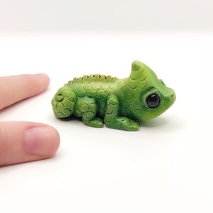 Polymer Clay Chameleon Figurine: Handmade Animal Totem
