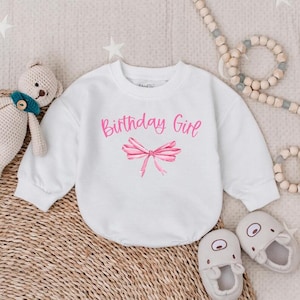 Birthday Girl Watercolor Pink Bubble Romper, 1st Birthday Gift For Girl, Girl birthday Gift, First Birthday Shirt