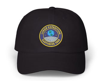 Lunar Expedition Earthrise Patch Dad Cap | Space Badge Embroidered Hat