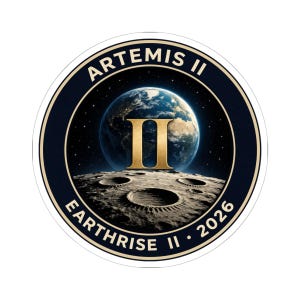 Artemis II Earthrise II 2026 Mission Patch Sticker | NASA-inspirerat rymdmärke
