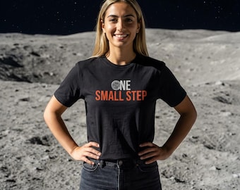 -shirt minimaliste « Un petit pas » | T-shirt d'alunissage d'Apollo 11 | Chemise d'exploration spatiale