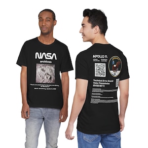 Apollo 11 NASA T-Shirt | Technical Tee | Lunar Mission Voice Log | QR Codes