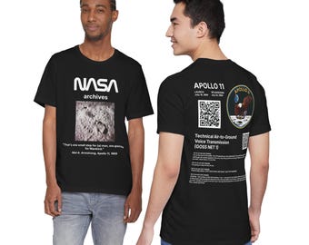 Apollo 11 NASA T-Shirt | Technical Tee | Lunar Mission Voice Log | QR Codes