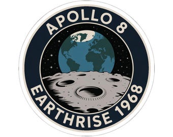 Apollo 8 Earthrise 1968 Sticker | Vinyl Decal NASA Moon Cell Laptop Scrapbook USA Made